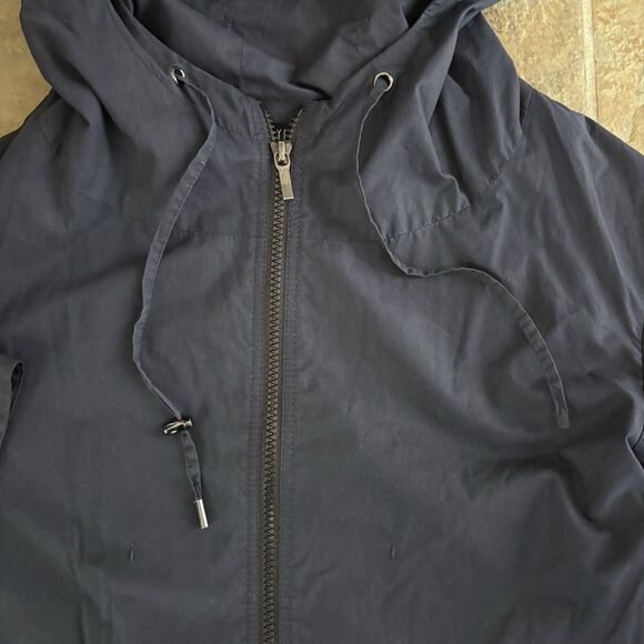 Lafayette 148 Jacket Womens Size Small Long Zip Front Hooded 3/4 Sleeve Blue - Picture 4 of 5